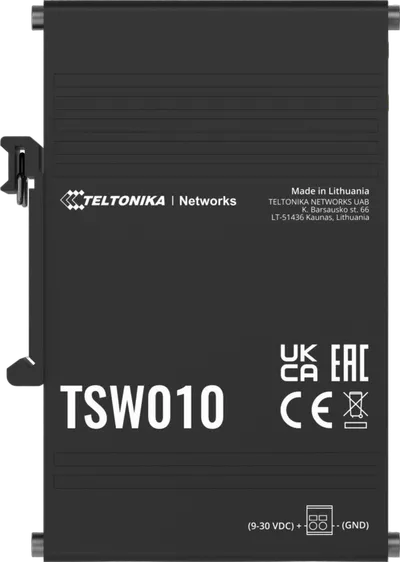 Teltonika TSW010 5-портовый промышленный неуправляемый коммутатор 10/100 Teltonika TSW010 5-портовый промышленный неуправляемый коммутатор 10/100