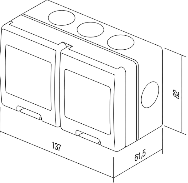 TEM Serie Modul Aufputzgehäuse IP55 BOX NO CUBOIP55 2x2M PW TEM Serie Modul Aufputzgehäuse IP55 BOX NO CUBOIP55 2x2M PW