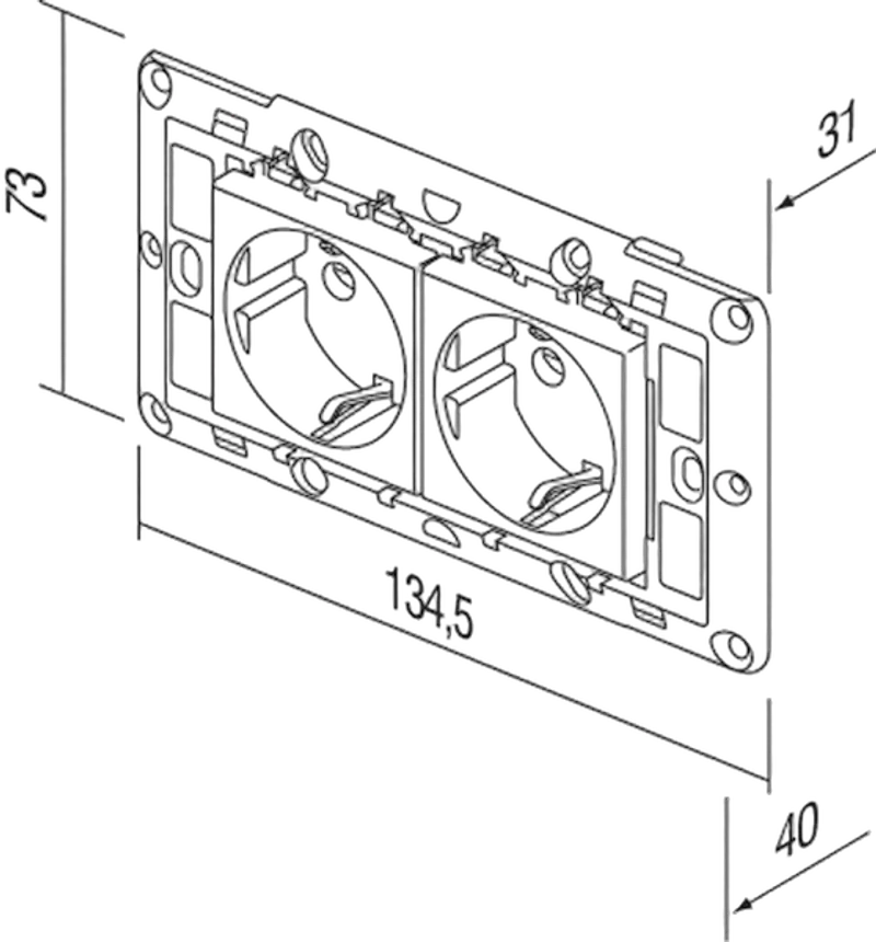 TEM Serie  Modul Sets SOCKETS SET 2x Schutzkontakt 2P+E 16A