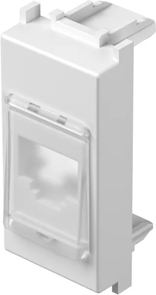 TEM Serie Modul Keystone ADAPTER KS with dust cover, white keystone module featuring transparent protective flap and TEM Serie Modul Keystone ADAPTER KS with dust cover, white keystone module featuring transparent protective flap and