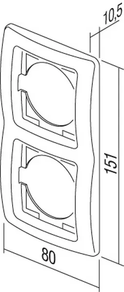 Placa de cubierta TEM Serie Ekonomik EKONOMIK 2 VERTPW dibujo técnico con medidas 80x151x10,5 mm para instalación vertical. Placa de cubierta TEM Serie Ekonomik EKONOMIK 2 VERTPW dibujo técnico con medidas 80x151x10,5 mm para instalación vertical.