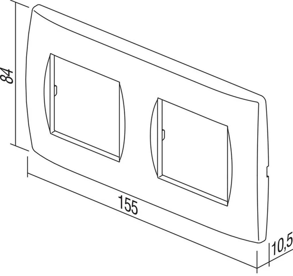 Telaio modulare TEM Serie Modul Rahmen Soft 2x2M antibatterico disegno tecnico con due aperture rettangolari dimensioni Telaio modulare TEM Serie Modul Rahmen Soft 2x2M antibatterico disegno tecnico con due aperture rettangolari dimensioni