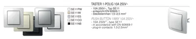 TEM Serie  Ekonomik PUSH BUTTON 1WAY10A 250V~ NB Schwarz