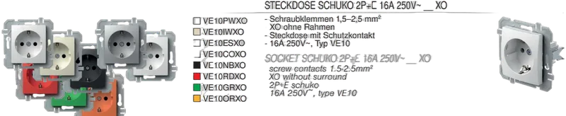 TEM Serie  Ekonomik SOCKET Schutzkontakt 2P+E 16A 250V~ NB