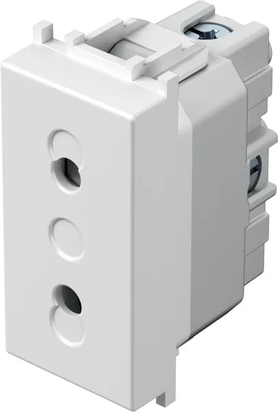 Module TEM Série Modul Steckdosen SOCKET EURO+KS2P 10A 250V blanc à deux prises verticales pour rail DIN ou montage mural Module TEM Série Modul Steckdosen SOCKET EURO+KS2P 10A 250V blanc à deux prises verticales pour rail DIN ou montage mural