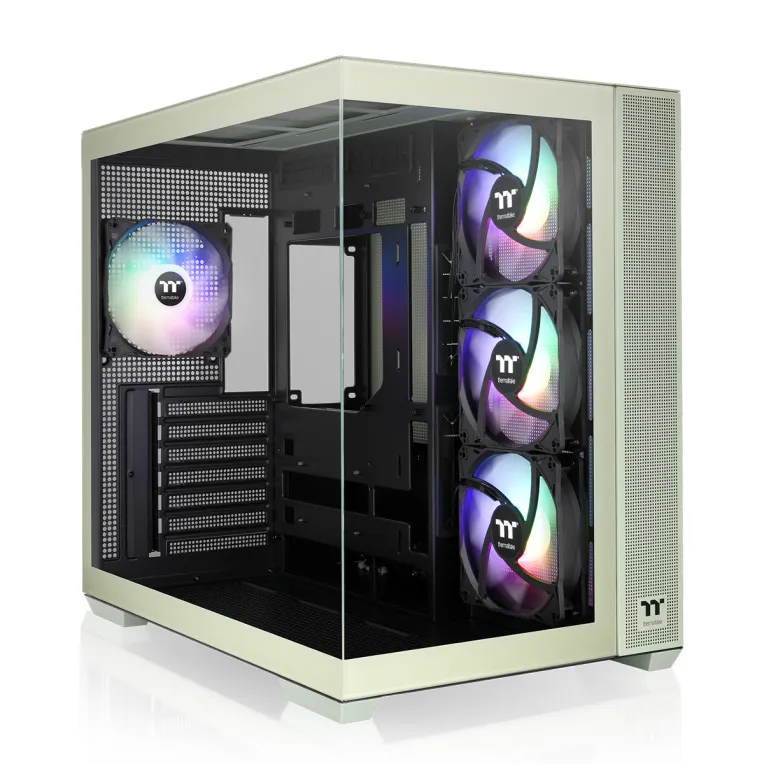 Boîtier PC Geh Thermaltake View 380 TG Midi Tower ARGB vert matcha avec panneau latéral en verre trempé et 4 ventilateurs Boîtier PC Geh Thermaltake View 380 TG Midi Tower ARGB vert matcha avec panneau latéral en verre trempé et 4 ventilateurs