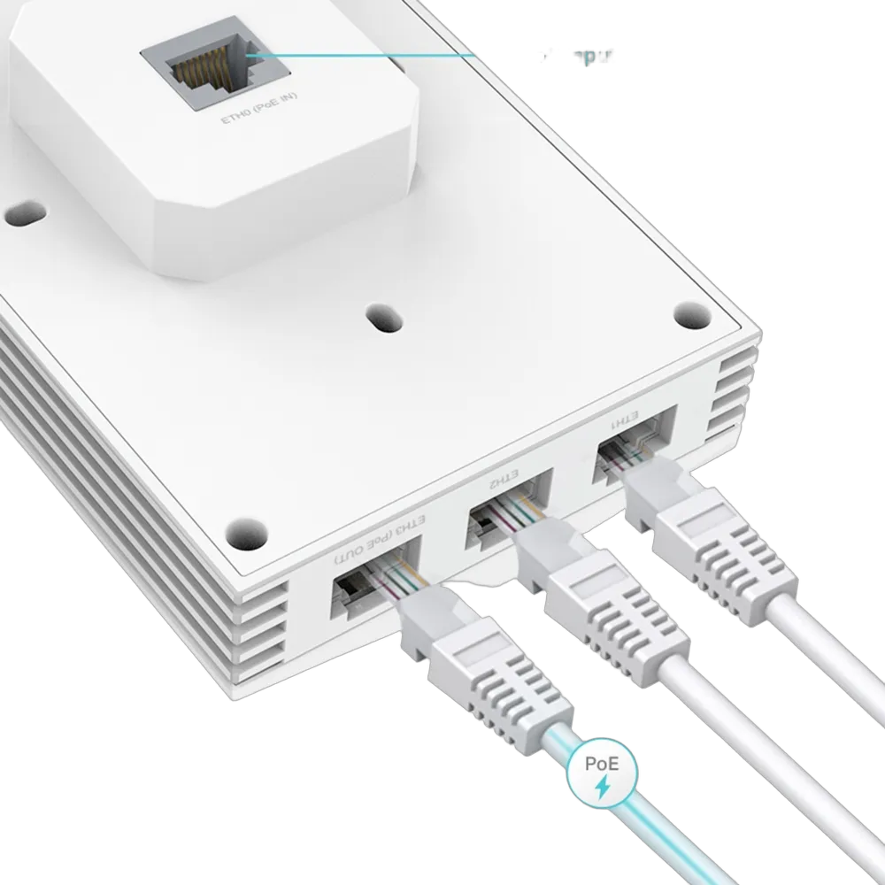 Omada PRO WIFI 6 • AP7650 • Wallplate • 3x 1 GbE • AX3000 Omada PRO WIFI 6 • AP7650 • Wallplate • 3x 1 GbE • AX3000