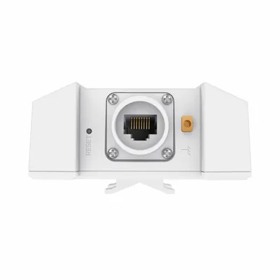 Punto de acceso Omada PRO WIFI 6 AP8635-I para interior/exterior con puerto Ethernet central y botón de reinicio en vista