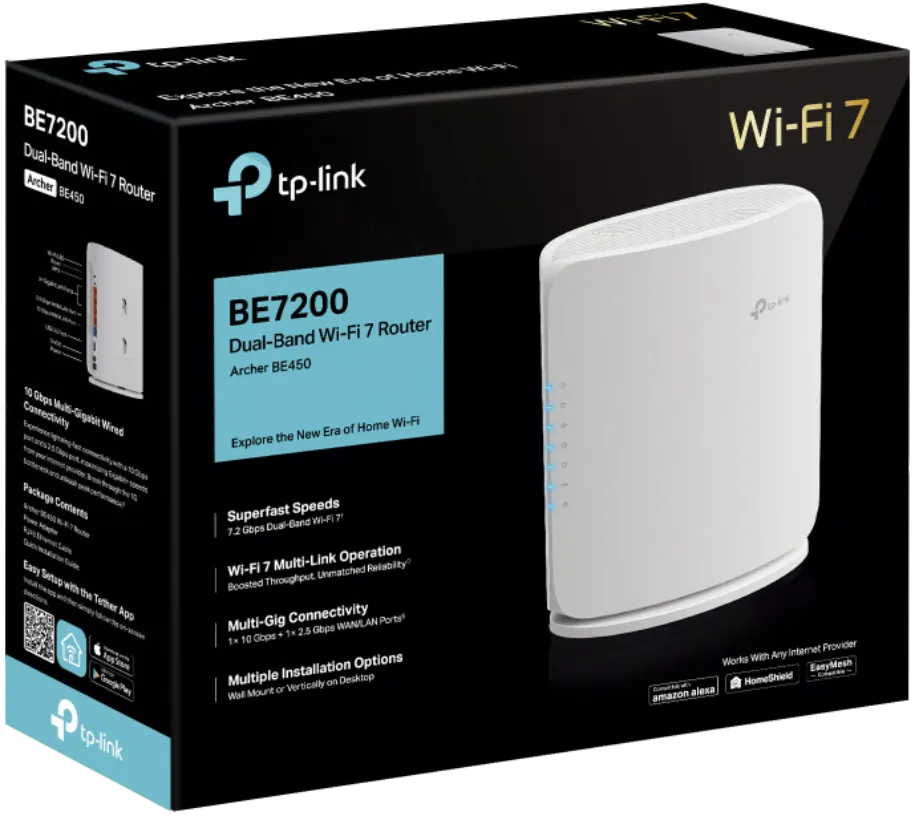 TP-Link Archer BE450 wireless router Multi-Gigabit Ethernet Dual-band (2.4 GHz / 5 GHz) White