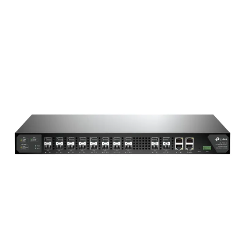 TP-Link DS-P7001-16 OLT GPON de 16 puertos en vista frontal con 16 puertos PON, LEDs de estado y logo TP-Link para redes de
