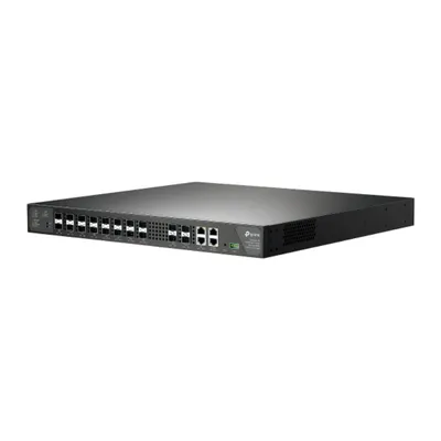 TP-Link DS-P7001-16 OLT GPON de 16 puertos en rack negro con 16 ranuras SFP, 2 puertos uplink y logo frontal para redes de TP-Link DS-P7001-16 OLT GPON de 16 puertos en rack negro con 16 ranuras SFP, 2 puertos uplink y logo frontal para redes de