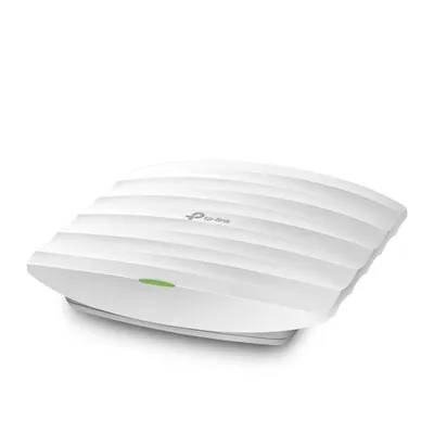 TP-LINK EAP223 AC1350 access point wireless bianco con superficie superiore arrotondata e nervata, LED verde frontale e TP-LINK EAP223 AC1350 access point wireless bianco con superficie superiore arrotondata e nervata, LED verde frontale e