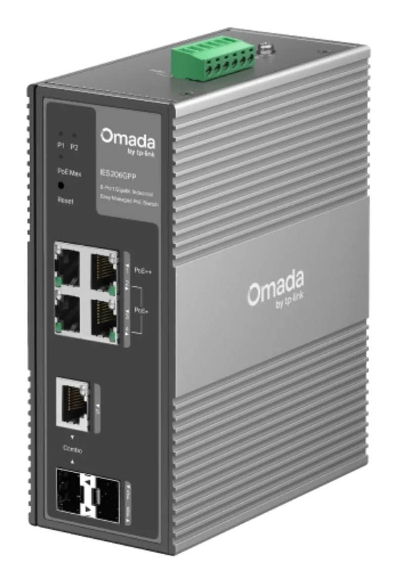 Omada IES206GPP 6-Port Gigabit Industrial Easy Managed Switch with 3-Port PoE+ and 1-Port PoE++