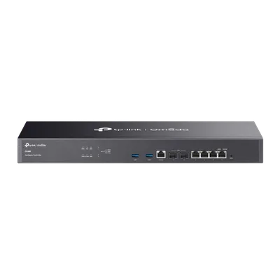 TP-Link Omada Controller Cloud OC400, чёрный аппаратный контроллер для монтажа в стойку с логотипом, светодиодами, USB,