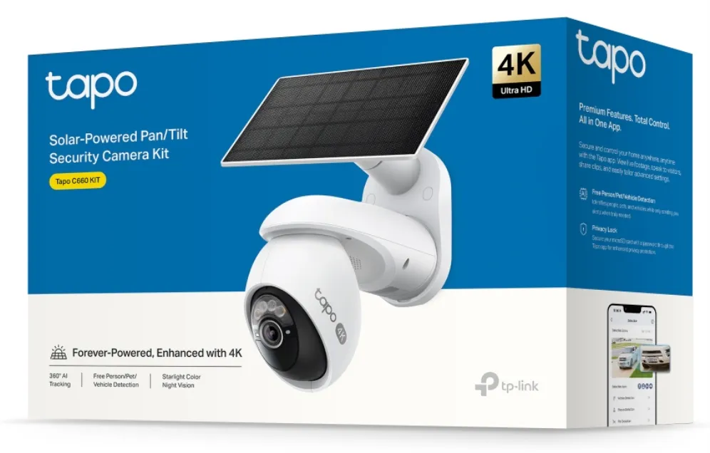 TP-Link Tapo C660 KIT, Smart Wire-Free Solar-Powered security camera Kit, 8Mpx