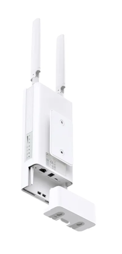 TP-LINK 300Mbps беспроводной 4G LTE роутер для улицы с двумя антеннами, открытой нижней панелью и креплением.