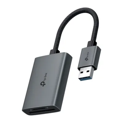 Lector de tarjetas TP-Link UA430 USB-C a SD y microSD con cable trenzado negro y conector USB-A en color gris para Lector de tarjetas TP-Link UA430 USB-C a SD y microSD con cable trenzado negro y conector USB-A en color gris para