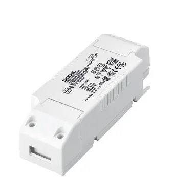 Synergy 21 LED light panel 300x1200 Tridonic 45W LED driver with specification label and terminal block on white background.