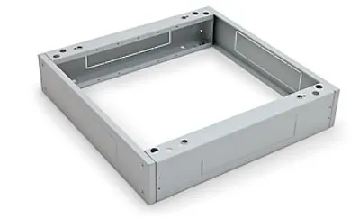 Base Triton 19" para rack de servidores, estructura metálica plateada con paneles laterales y agujeros de montaje, soporte