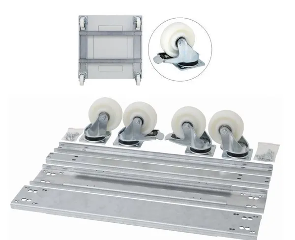 Triton 19"Schrank,zbh. Rollensatz(Räder), Rollensatz mit Verstärkungsrahmen 600x800 für RDA Tragkraft 1900 kg