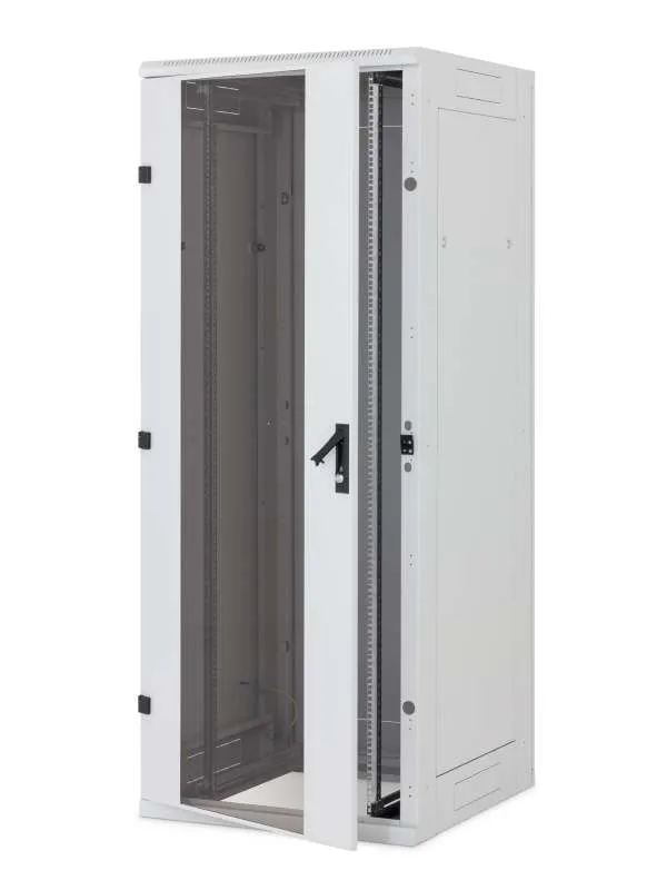 Triton 19"Schrank 18HE, B800/T 900, Lichtgrau,Glastür, RYA-Serie, zerlegbar, für Belastung 1200 kg