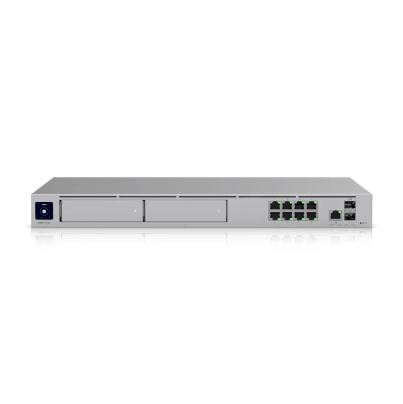 Ubiquiti UniFi Dream Machine Pro Max, silbernes Rack-Netzwerkgerät mit Display, Schiebepaneelen und 8 Ethernet- sowie 2