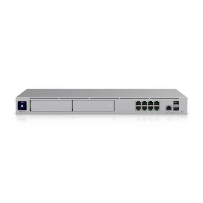 Ubiquiti UniFi Dream Machine Pro Max, silbernes Rack-Netzwerkgerät mit Display, Schiebepaneelen und 8 Ethernet- sowie 2 Ubiquiti UniFi Dream Machine Pro Max, silbernes Rack-Netzwerkgerät mit Display, Schiebepaneelen und 8 Ethernet- sowie 2