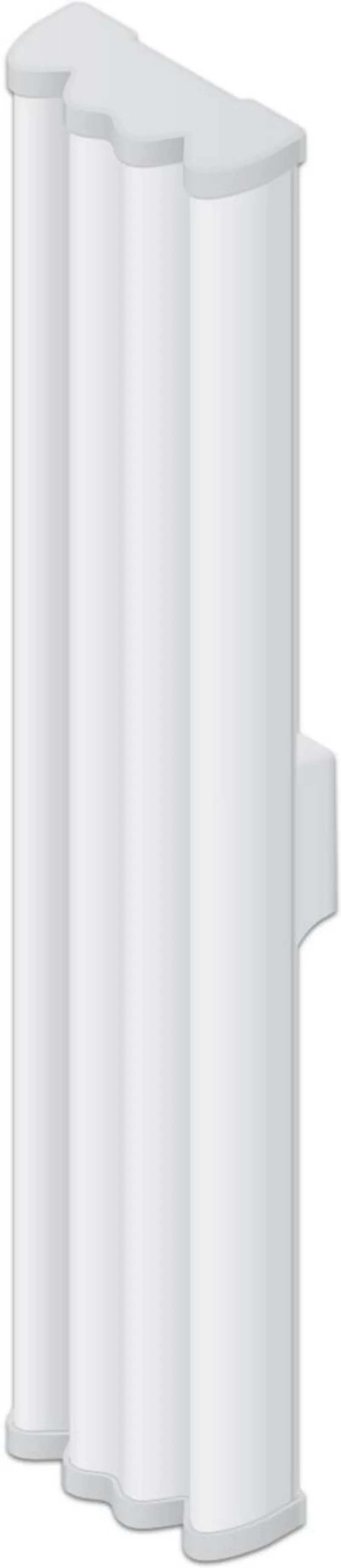 Ubiquiti AirMax MIMO 20dBi 5GHz 90° sector antenna mounted vertically with fluted white housing and side bracket for