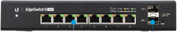 Ubiquiti EdgeSwitch 8 / 8 Gigabit RJ45 Ports / 2 SFP Ports / 150W / ES-8-150W