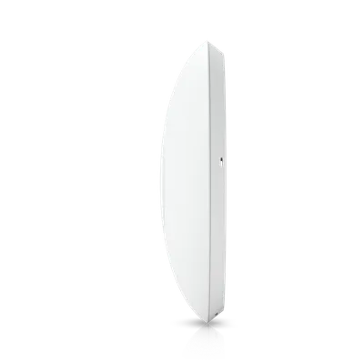 Ubiquiti UniFi AP U7-PRO 5er-Pack, weißer runder Access Point im Seitenprofil auf schwarzem Hintergrund mit schlanker Ubiquiti UniFi AP U7-PRO 5er-Pack, weißer runder Access Point im Seitenprofil auf schwarzem Hintergrund mit schlanker