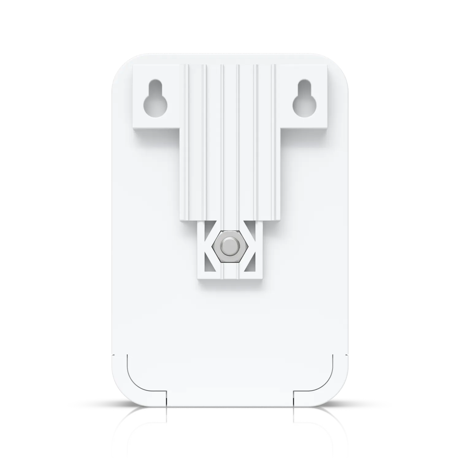 Protector contra sobretensiones Ubiquiti Ethernet para exteriores, parte trasera blanca con ranuras de montaje y tornillo