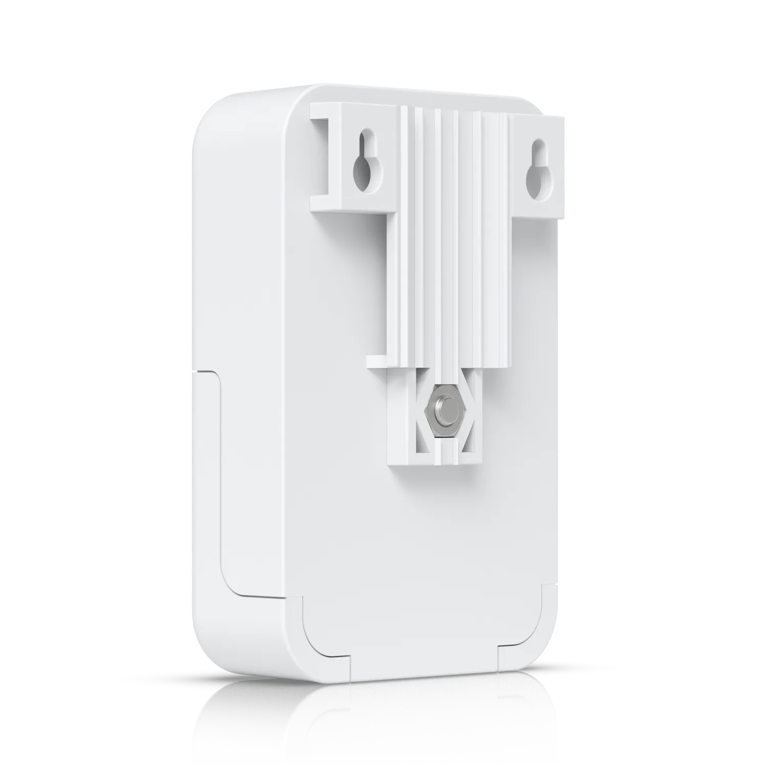 Protector de sobretensión Ethernet Ubiquiti para exteriores, dispositivo blanco rectangular con soporte de montaje y