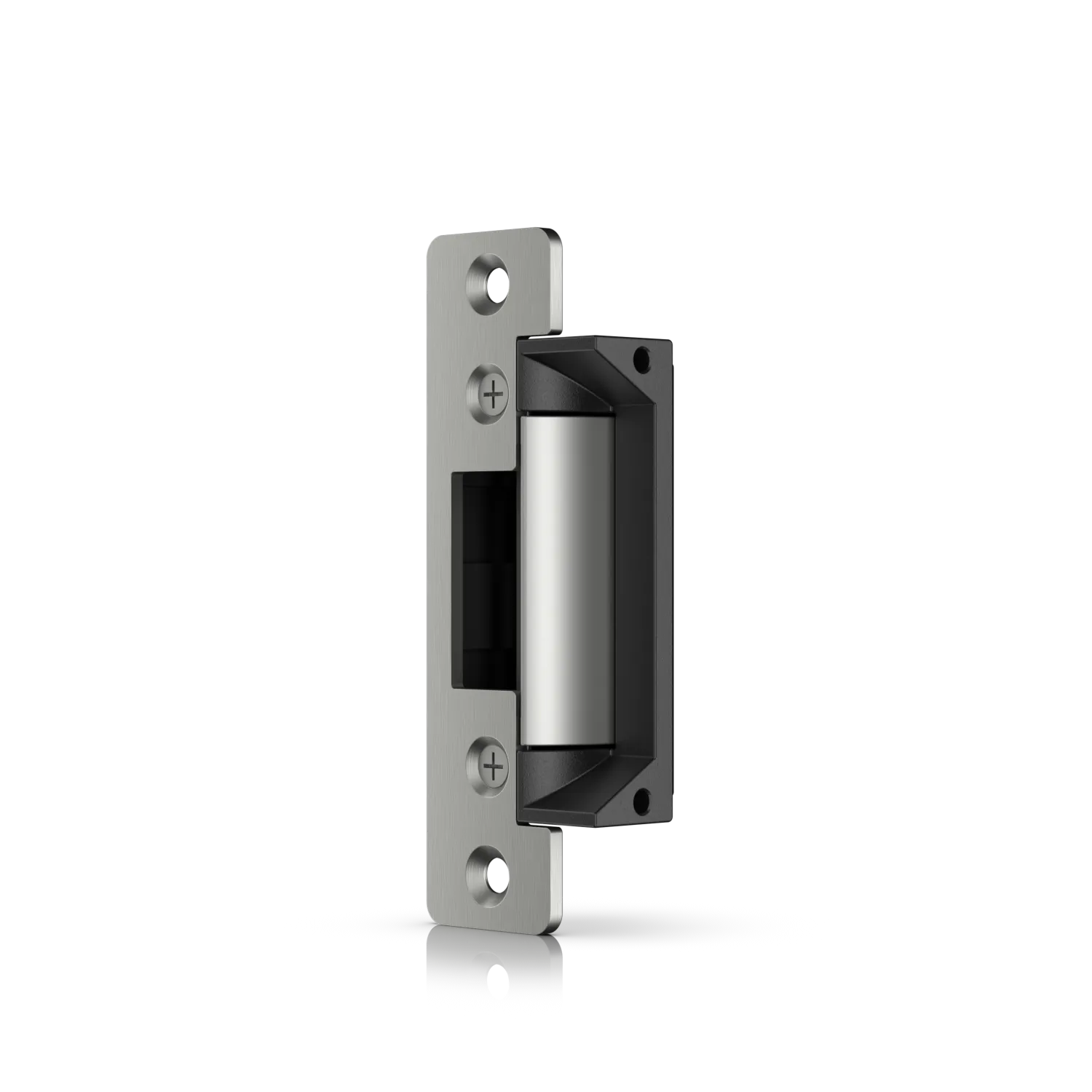 Cerradura eléctrica fail-secure Ubiquiti UniFi Access con placa metálica plateada de 15 mm, mecanismo central y cuatro Cerradura eléctrica fail-secure Ubiquiti UniFi Access con placa metálica plateada de 15 mm, mecanismo central y cuatro