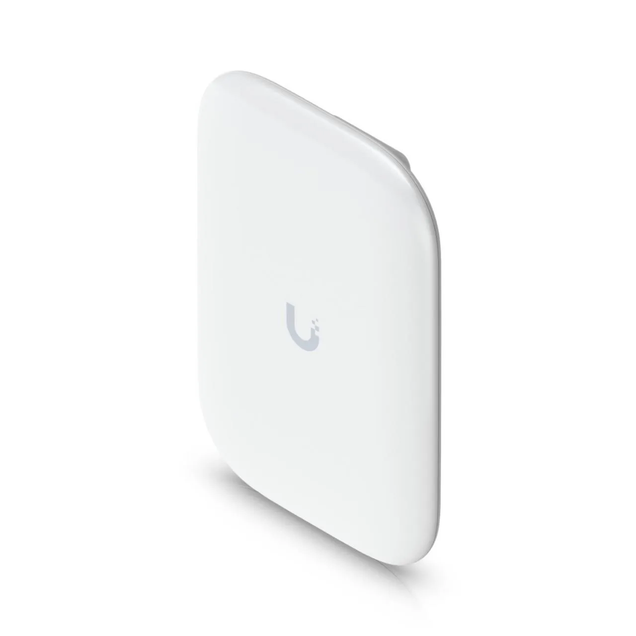 Ubiquiti Panel Antenna Ultra 2.4GHz/5GHz, white square antenna with rounded corners and grey logo shown at an angle on a