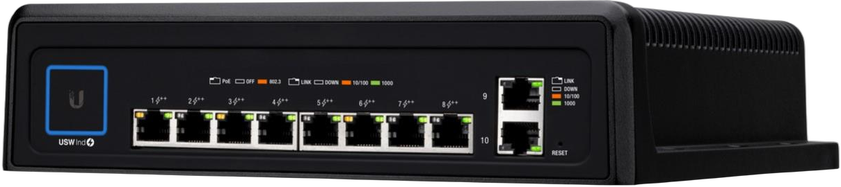 UniFi Industrie 10-Port Switch mit High-Power 802.3bt PoE++