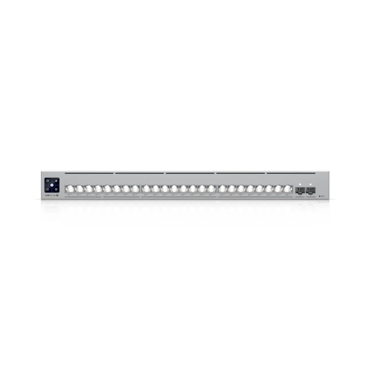 Ubiquiti UniFi Switch USW-Pro-XG-24-PoE 720W, silbernes Rackmount-Netzwerkgerät mit 24 Ports und Touchscreen für Ubiquiti UniFi Switch USW-Pro-XG-24-PoE 720W, silbernes Rackmount-Netzwerkgerät mit 24 Ports und Touchscreen für