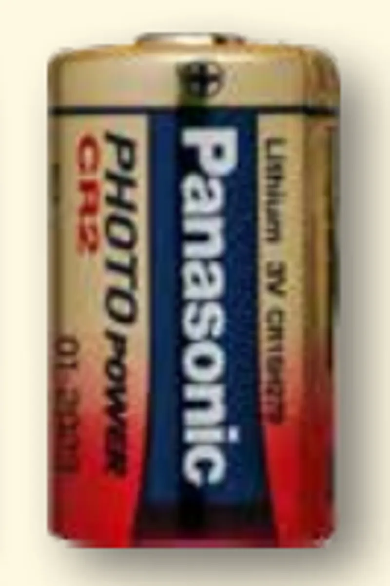 Pile lithium Panasonic CR2 argentée avec borne dorée et étiquette bleue pour accessoire U&Z CX2120 Smart Grip CX6819.