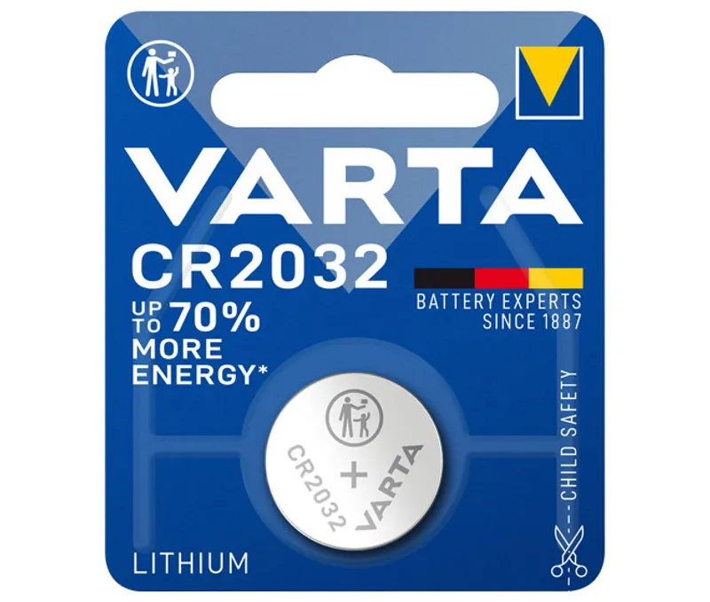 Varta CR2032 Lithium-Knopfzelle 3V 220mAh in blauer Blisterverpackung mit durchsichtigem Sichtfenster und
