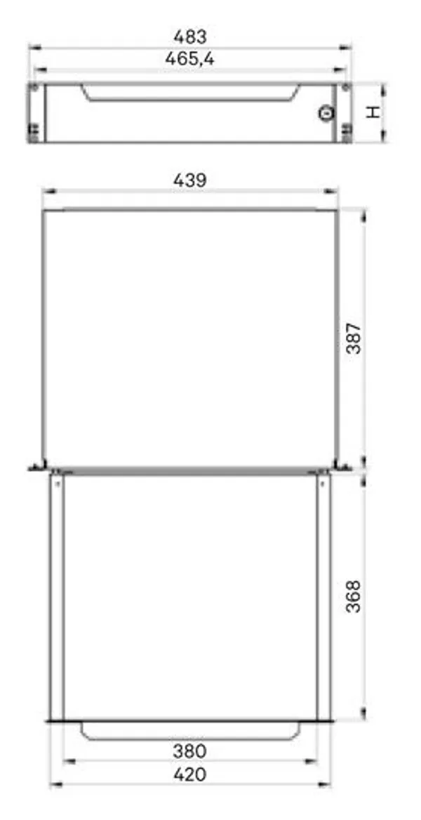 Vertiv(Knürr) zub.Schubfach 3HE,H133/T387mm, Einbau frontseitig, Schwarz