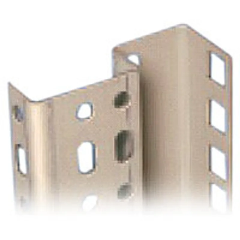 Vertiv(Knürr) Schrank Smaract,zbh.Vertikalpr.12HE, Lochraster, zwei beige L-förmige Metallhalterungen mit verschiedenen
