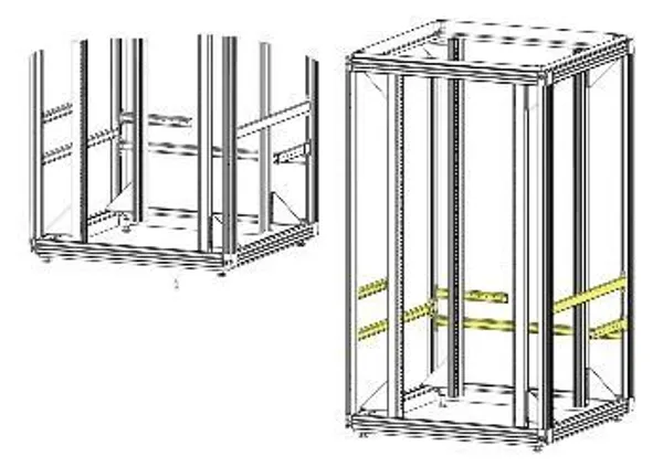 Vertiv(Knürr) zub.C-Profilschiene T1200, L1055, 4-Pack, Einbauposition 1