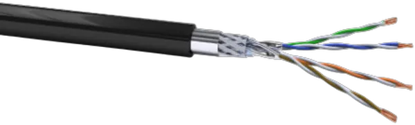 Kabel 1000MHz, CAT7, S-STP(S/FTP), Verlege, 100m Ring, Erdkabel, XLAN Schwarz, VOKA