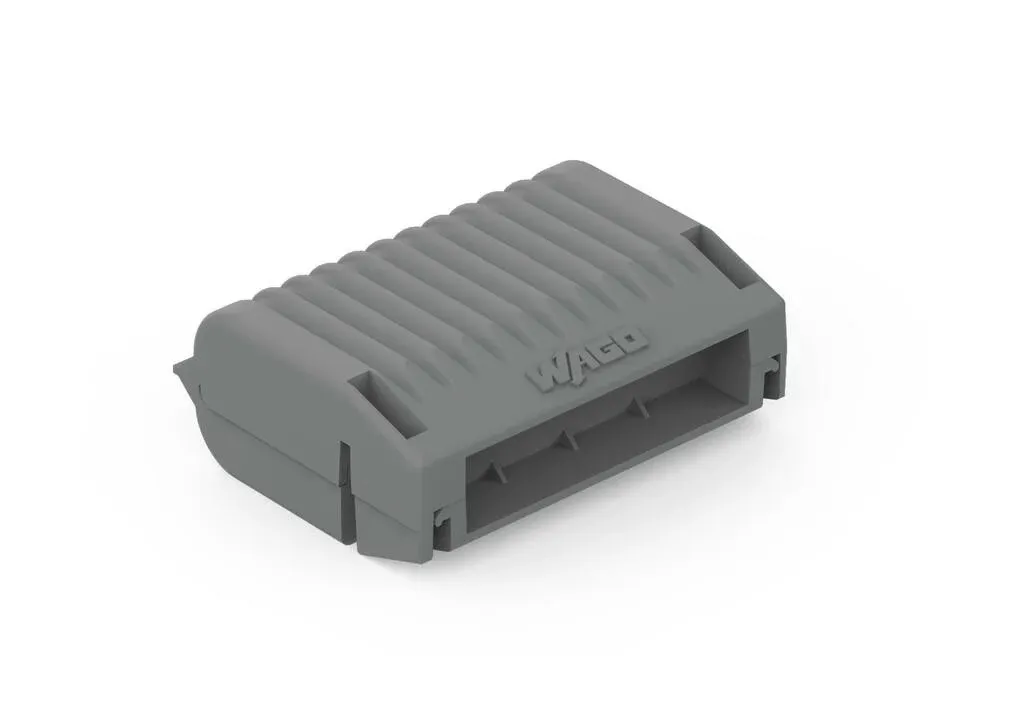 Wago Gelbox Serie 221, 2x73; max. 4mm²-Klemmen Größe 2 (4Stück) IP68, scatola di giunzione grigia in plastica con logo WAGO