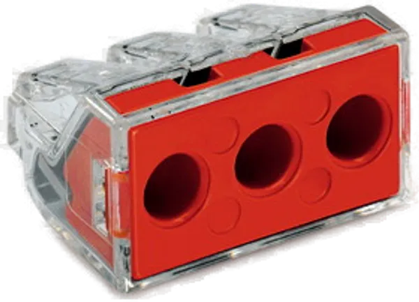 Wago Serie 773-173 - 3-Leiter-Klemme (50 Stück) transparent, Deckel rot
