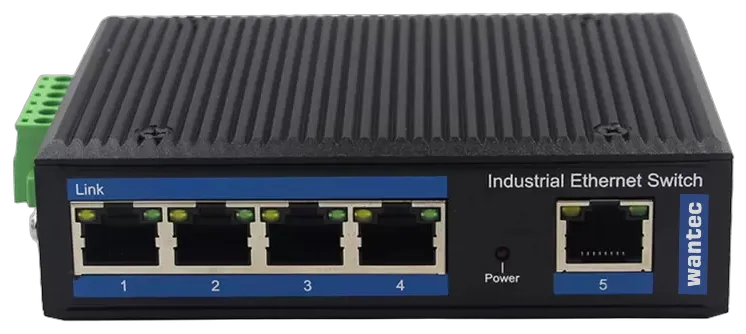Wantec Switch Industrial      Ethernet für Hutschiene 5 Port