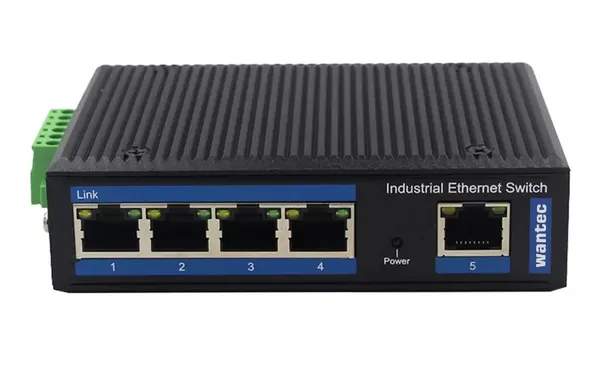 Wantec Switch Industrial PoE  Ethernet für Hutschiene 5 Port