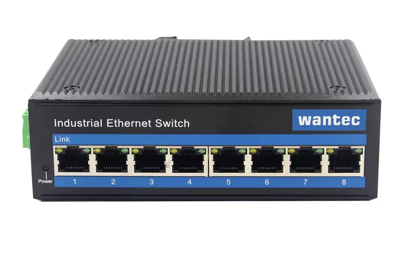 Wantec Switch Industrial PoE  Ethernet für Hutschiene 8 Port