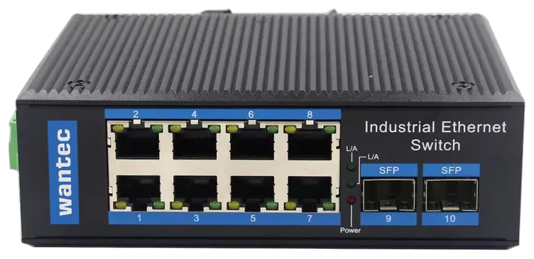 Wantec Switch Industrial Fiber Ethernet für Huts. 8Port+2SFP