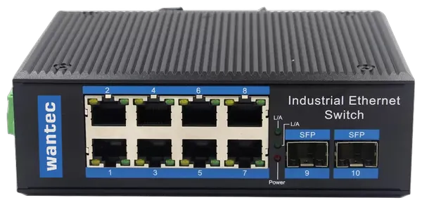 Wantec Switch Industrial Fiber Ethernet für Huts. 8Port+2SFP