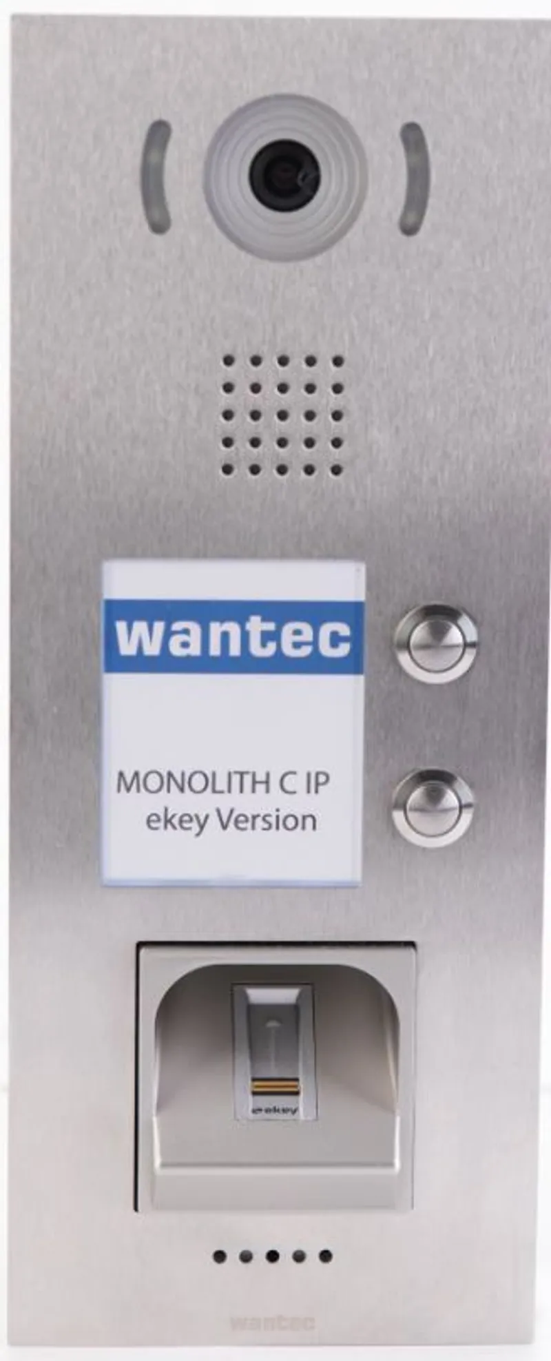 Wantec TFE MONOLITH C 300 IP Vision видеодомофон из нержавеющей стали с камерой, двумя кнопками вызова, сканером отпечатков